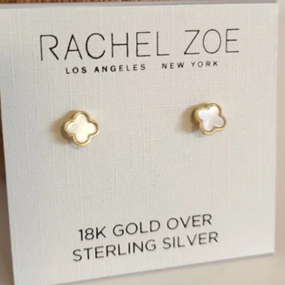 COPY - Rachel Zoe | Clover Stud Earring W/ Pearl Back NEW - Picture 4 of 5